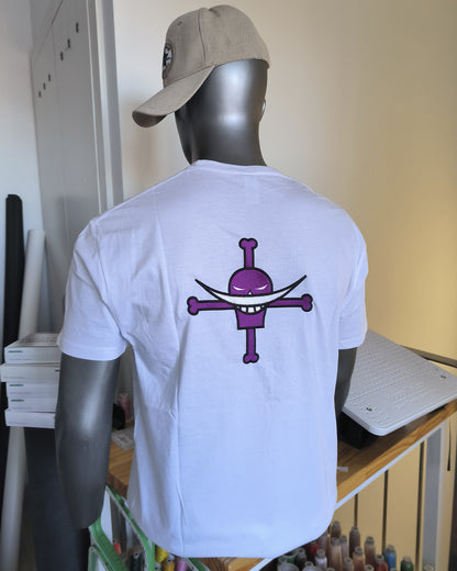 Camiseta Bordada One Piece Ace Tripulación Barba Blanca - Valkynea