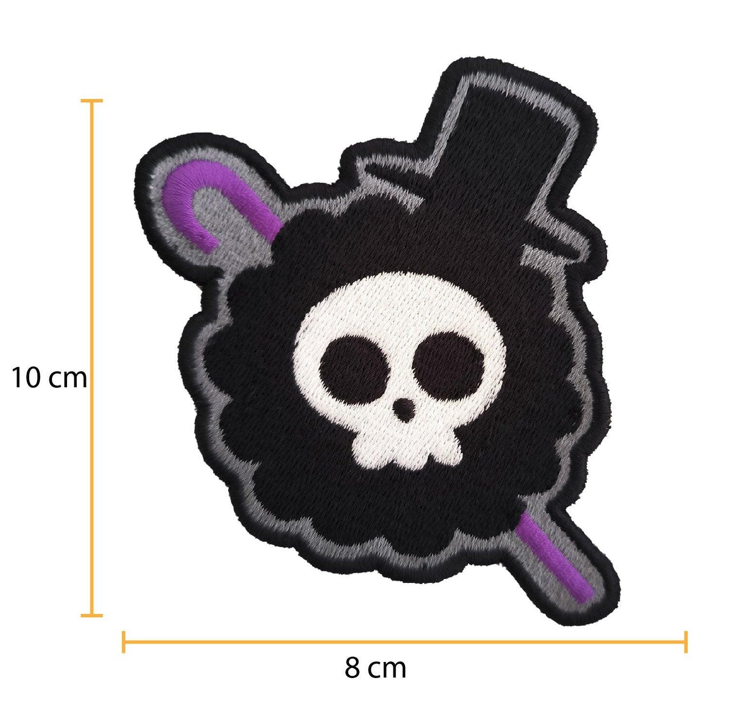 Parche Bordado Anime Calavera One Piece Brook 10cm - Valkynea