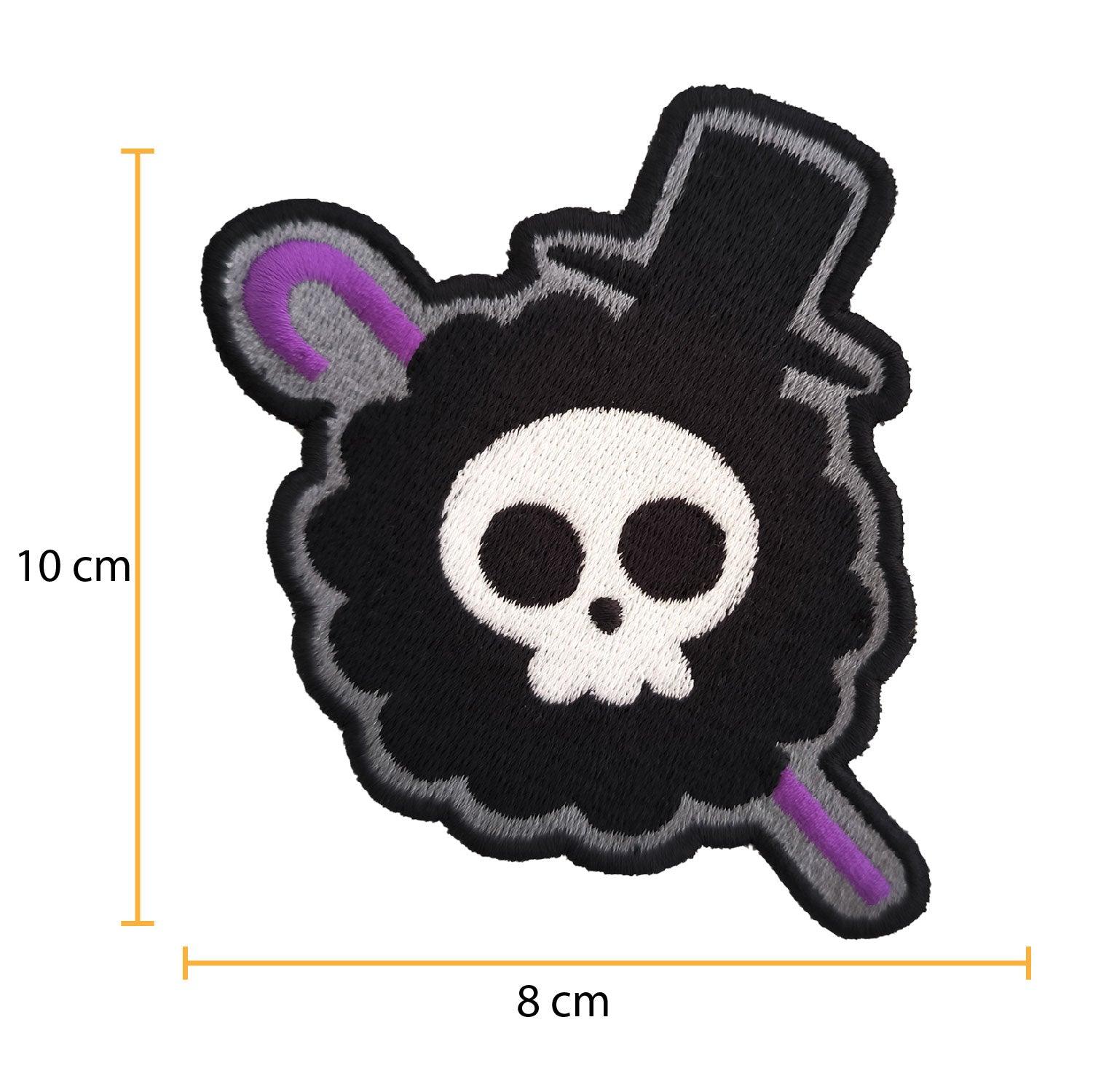 Parche Bordado Anime Calavera One Piece Brook 10cm - Valkynea