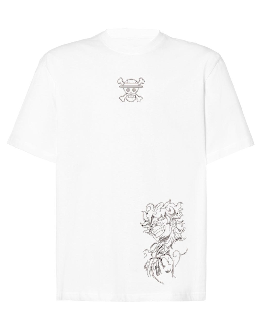Camiseta Oversize Bordada Luffy Gear 5 One Piece - Valkynea