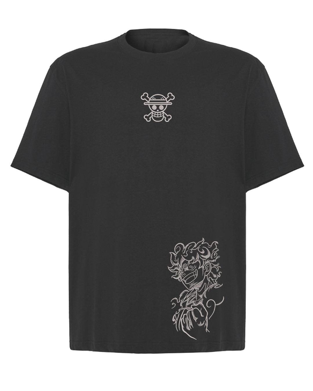 Camiseta Oversize Bordada Luffy Gear 5 One Piece - Valkynea